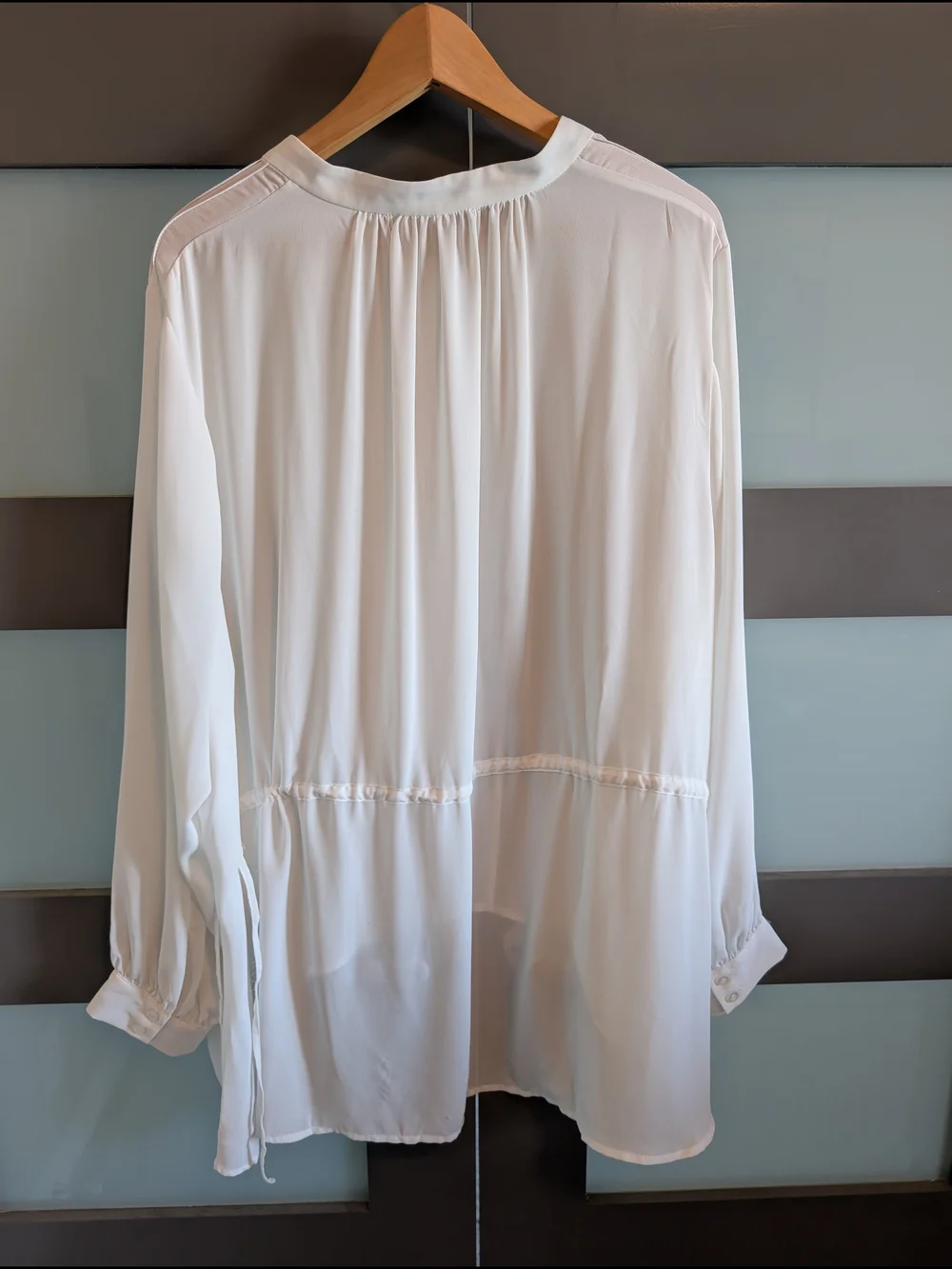 Standards & Practices Trisha Tuxedo Front Chiffon Blouse In Ivory/White Size 3X - Picture 7 of 13